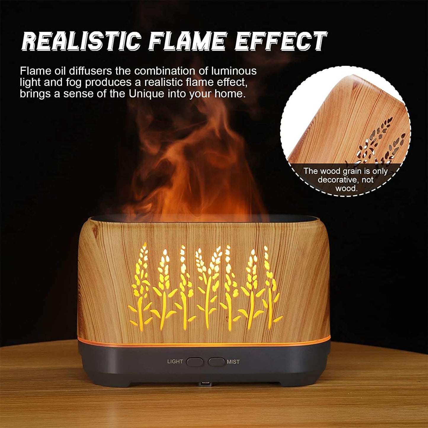 Ultrasonic USB Humidifier 200ML 3D Simulation Fragrance Flame Aroma Diffuser
