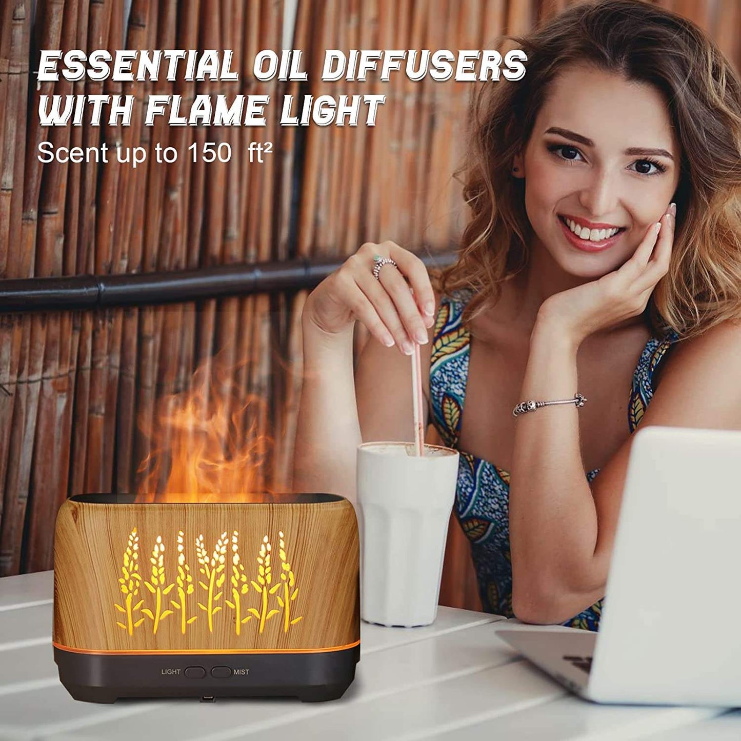 Ultrasonic USB Humidifier 200ML 3D Simulation Fragrance Flame Aroma Diffuser