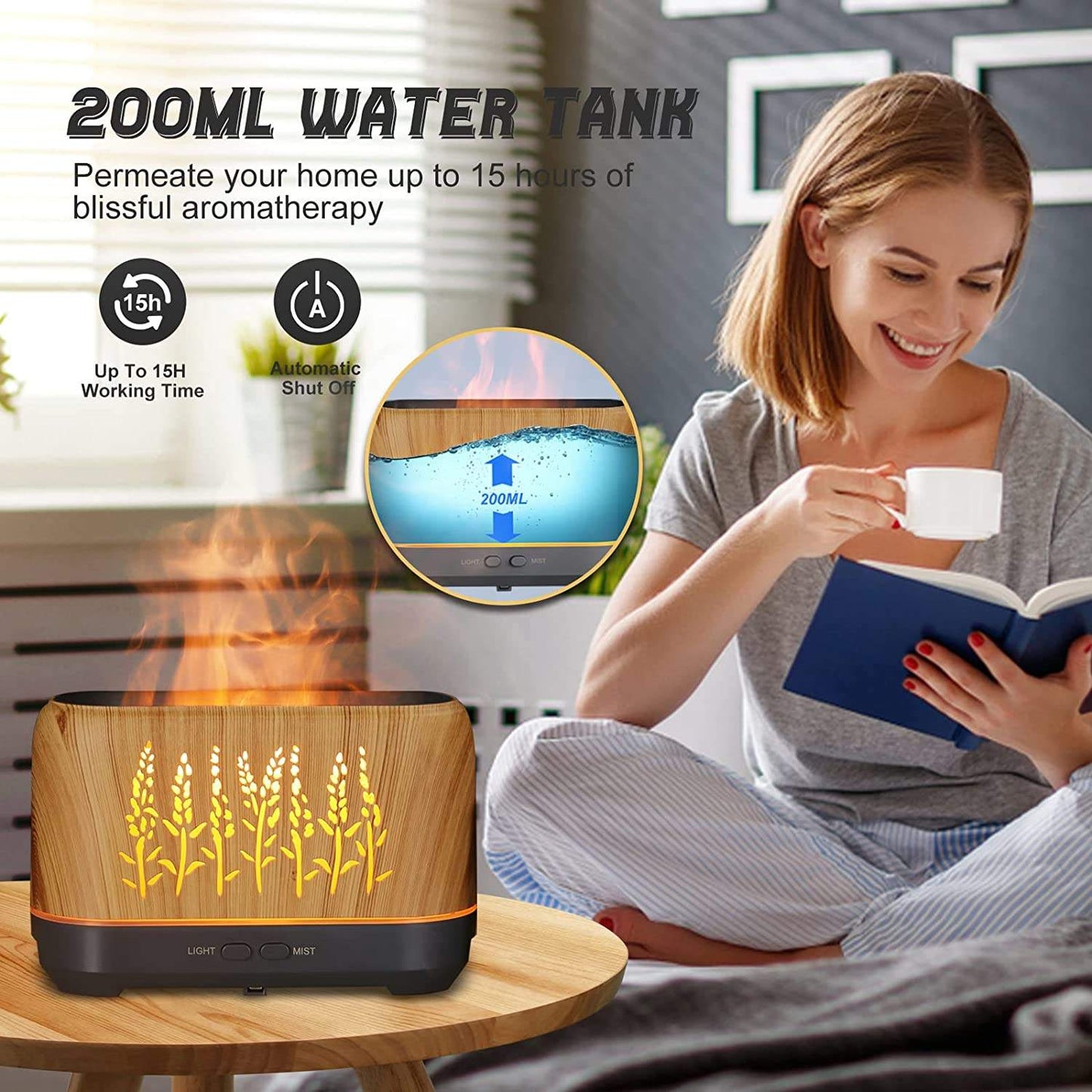 Ultrasonic USB Humidifier 200ML 3D Simulation Fragrance Flame Aroma Diffuser