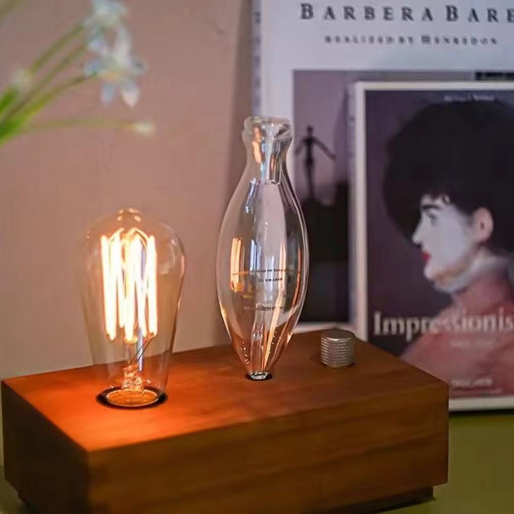 Solid Wood Nebulizer Pure Essential Oil Diffuser with Tungstem Lamp for Bedroom