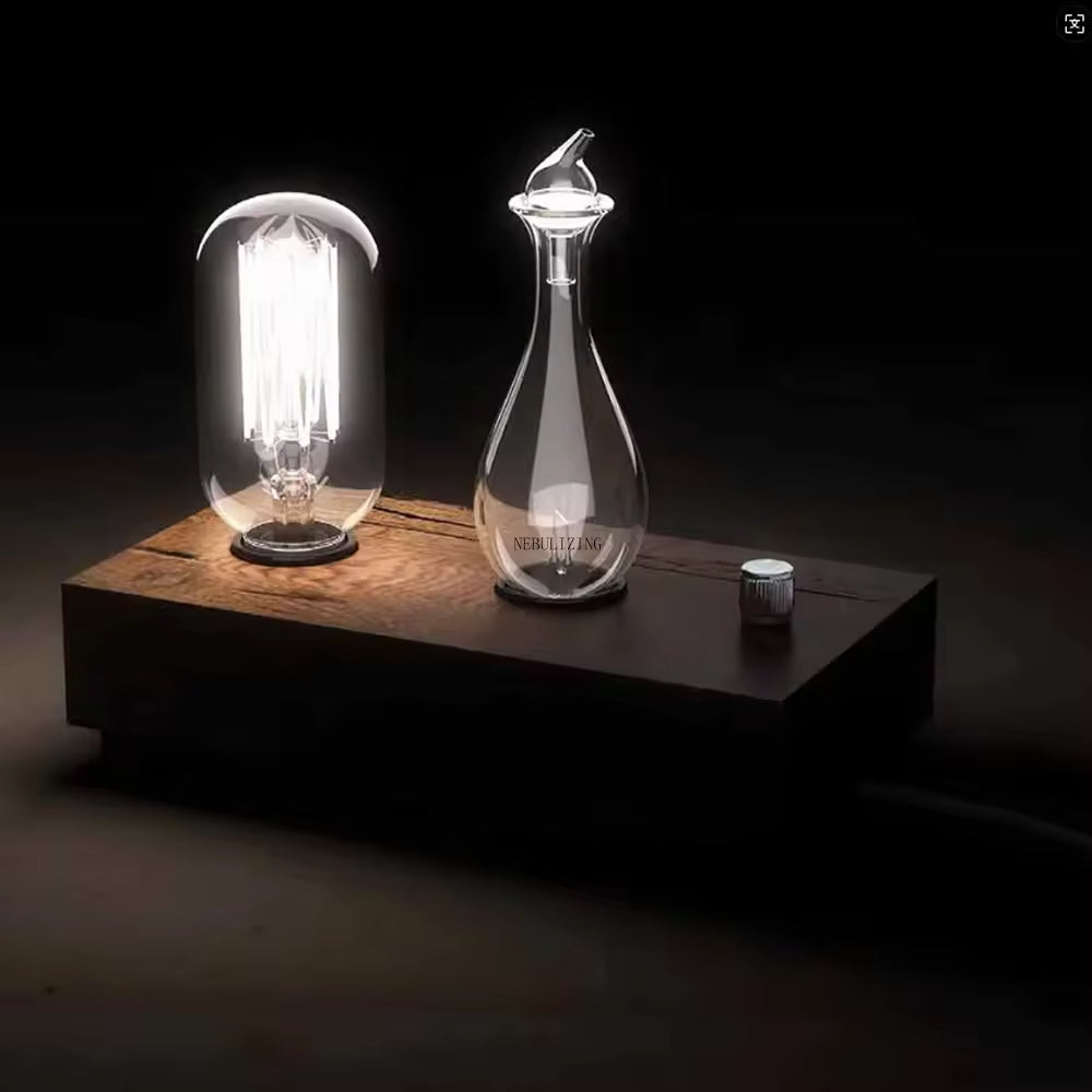 Solid Wood Nebulizer Pure Essential Oil Diffuser with Tungstem Lamp for Bedroom