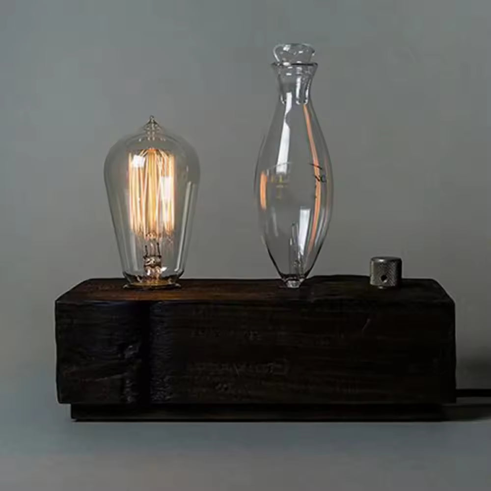 Solid Wood Nebulizer Pure Essential Oil Diffuser with Tungstem Lamp for Bedroom