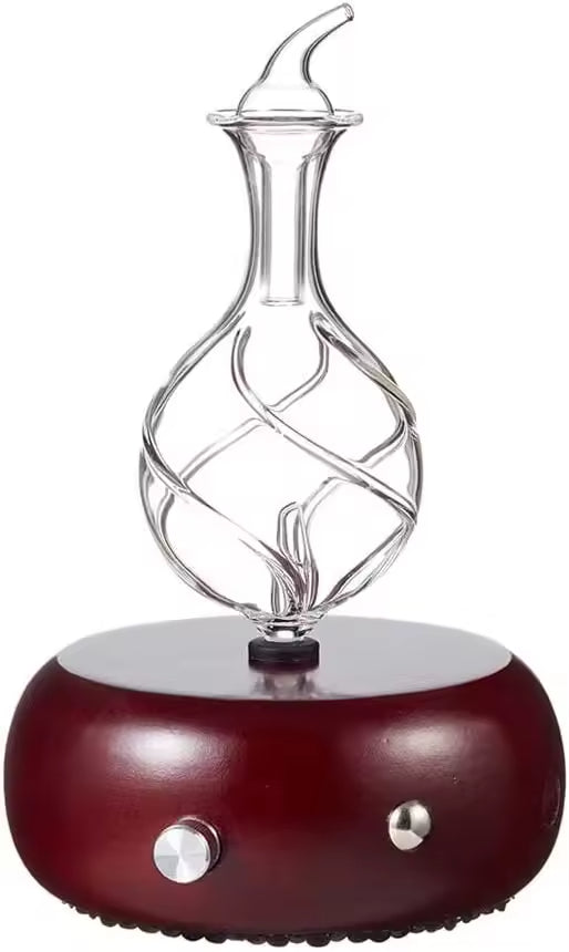 Wood Base Glass Essential Oil Nebulizer Diffuser Waterless Aromatherapy Gift Box